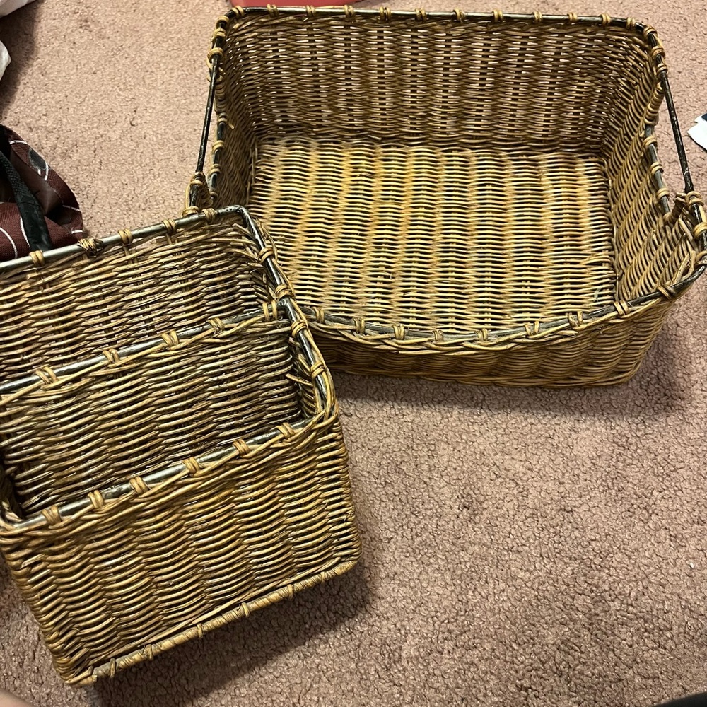 Woven Basket Set Brown organization for home or office mail